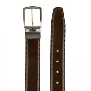 Cinturón hombre piel reversible negro/marrón box