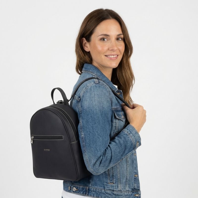 Mochila piel sintética mujer negro Angula