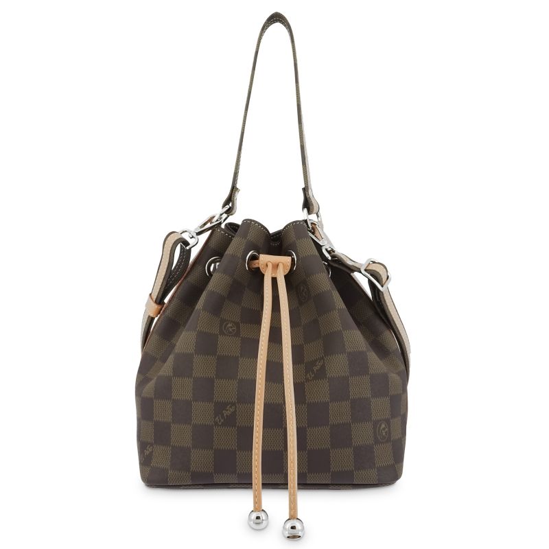 Bolso saco lona piel vacuno mujer marrón Chess