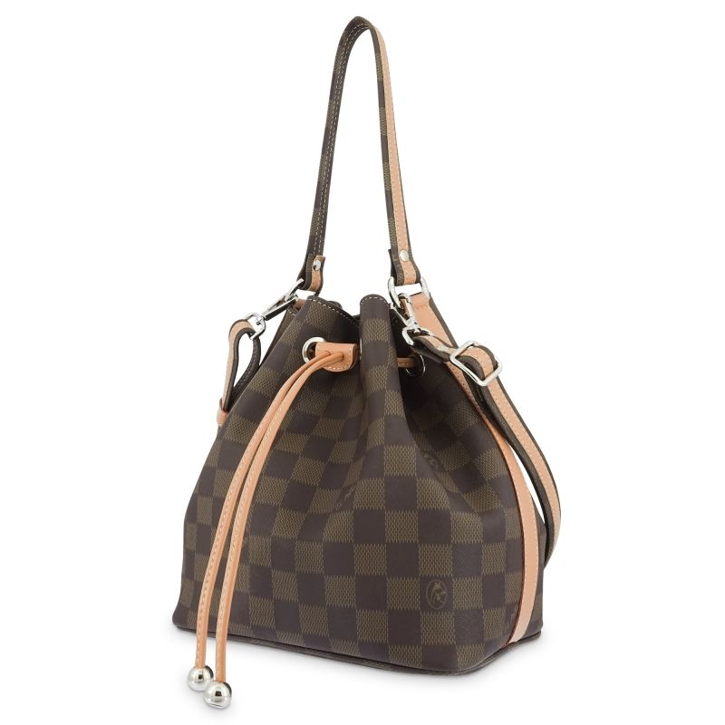Bolso saco lona piel vacuno mujer marrón Chess