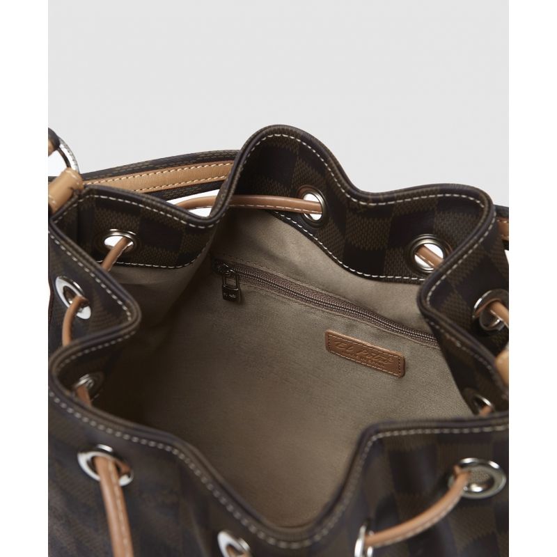 Bolso saco lona piel vacuno mujer marrón Chess