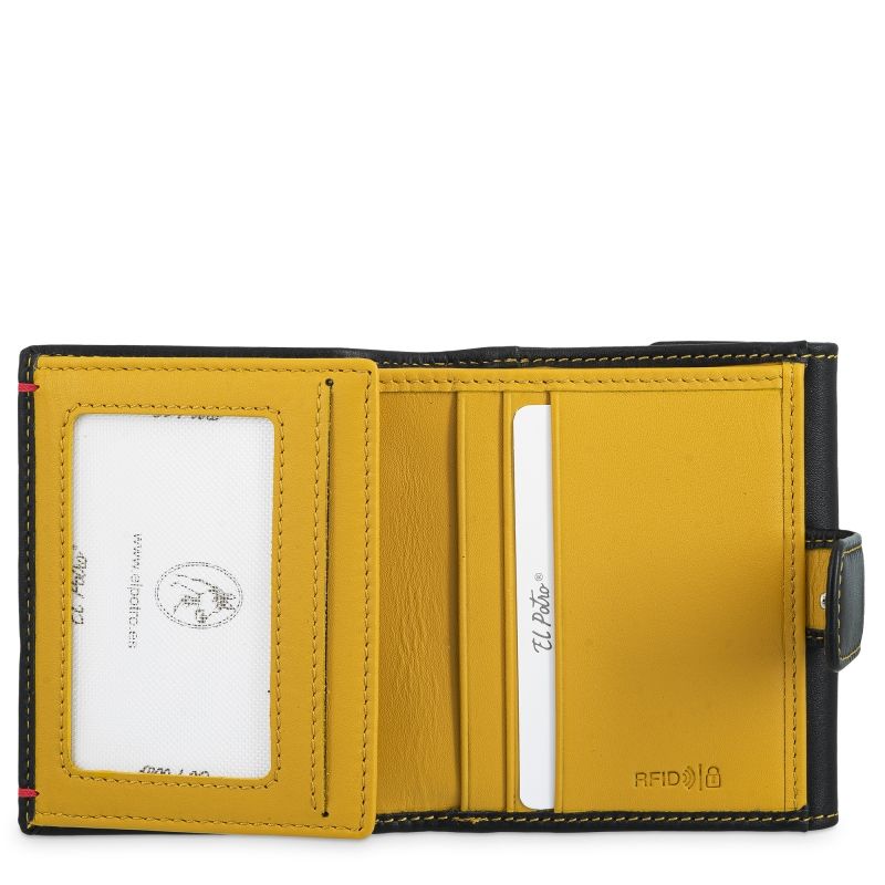 Cartera piel hombre negro Clip