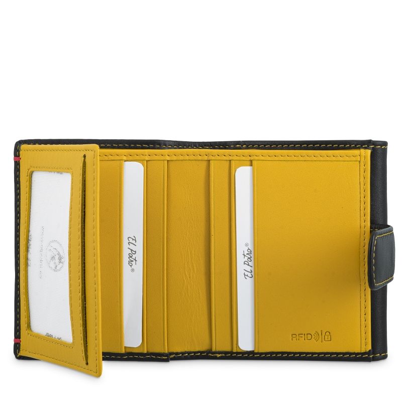 Cartera piel hombre negro Clip