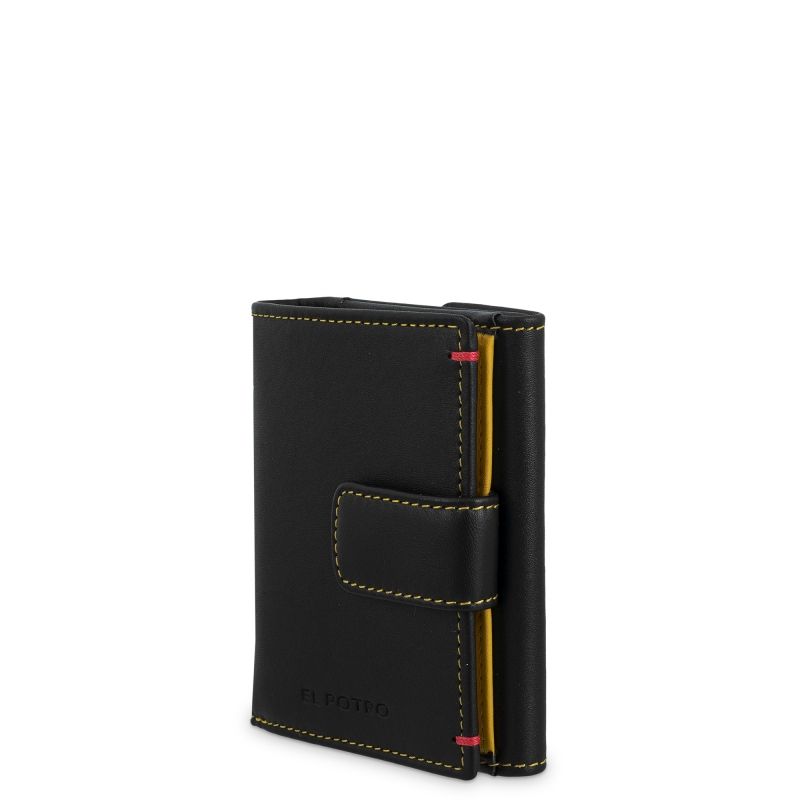 Cartera piel hombre negro Clip