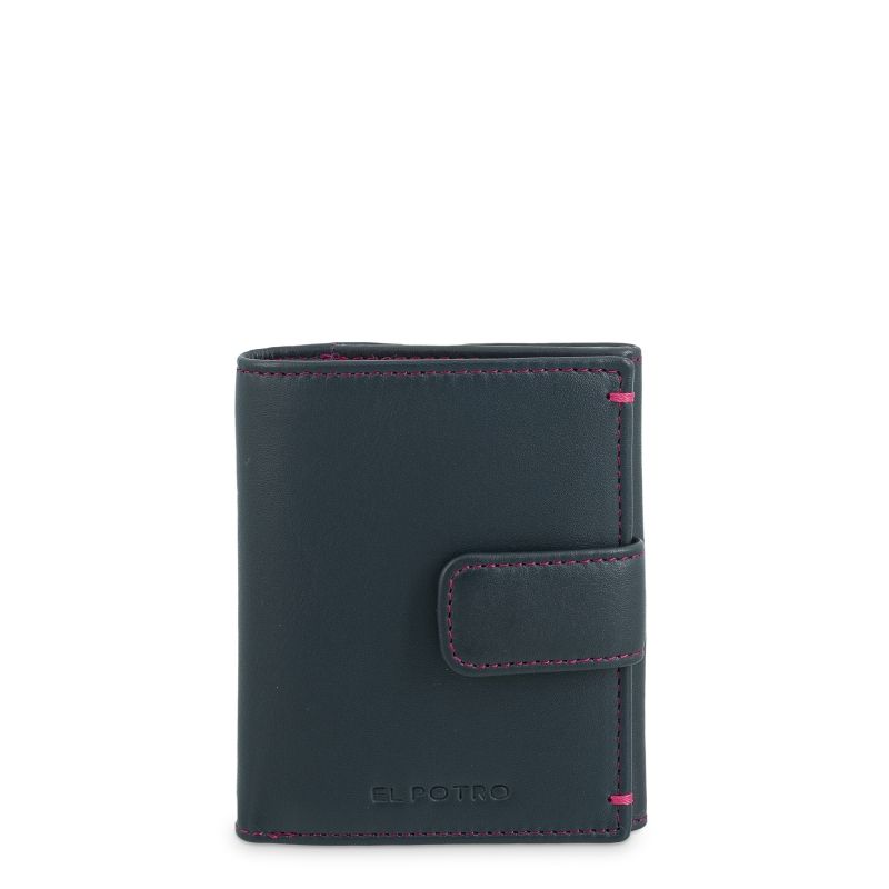 Cartera Piel Hombre Azul Clip