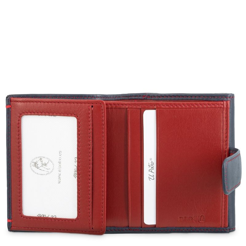 Cartera Piel Hombre Azul Clip