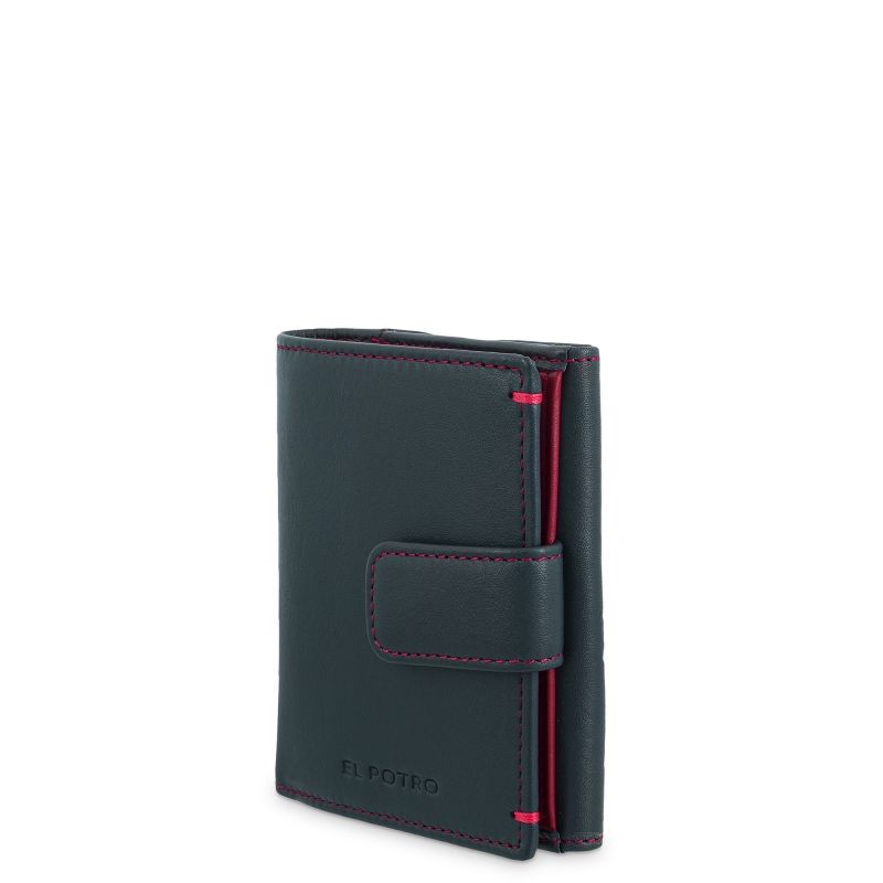 Cartera Piel Hombre Azul Clip