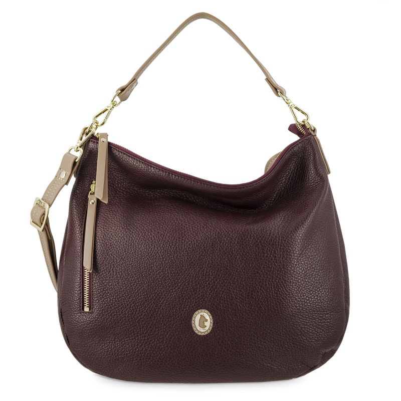 Bolso piel mujer burdeos Oasis