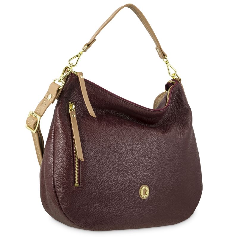 Bolso piel mujer burdeos Oasis