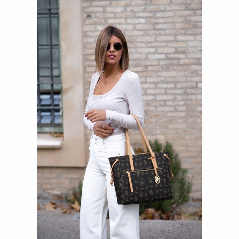 Bolso lona mujer negro Vintage