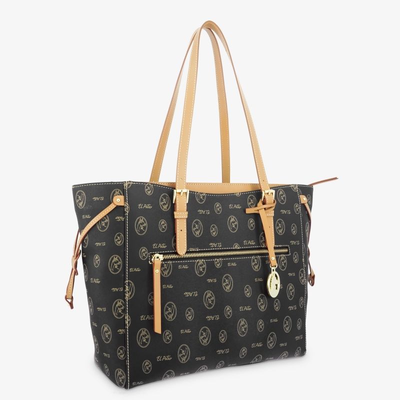 Bolso lona mujer negro Vintage