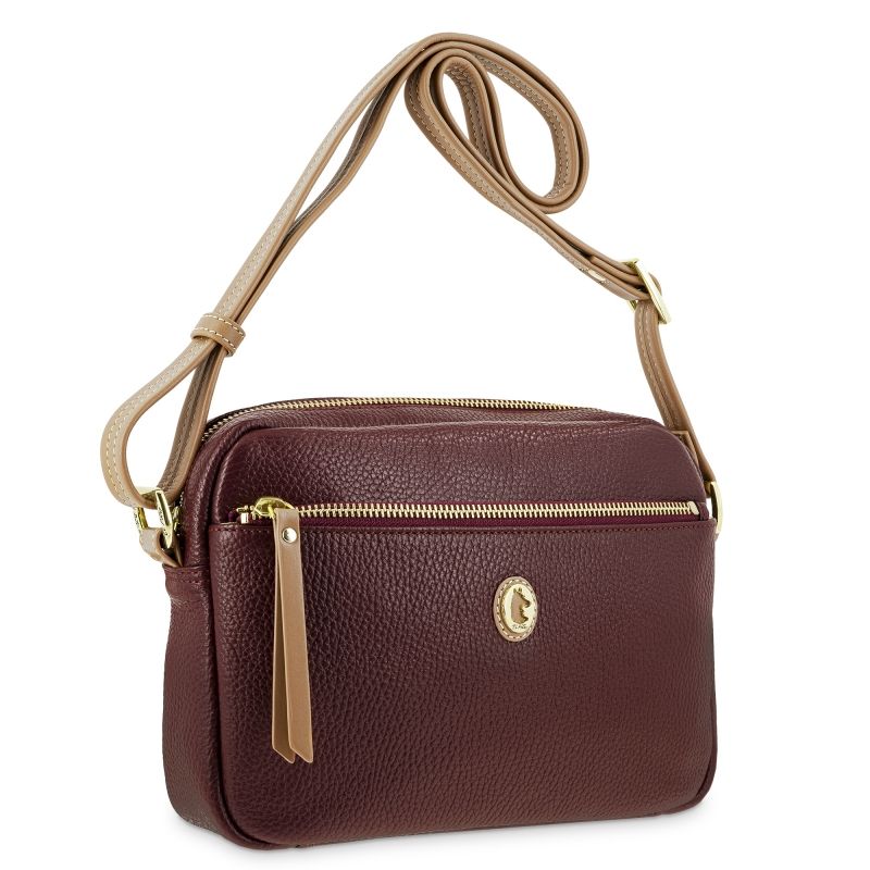Bolso piel mujer burdeos Oasis