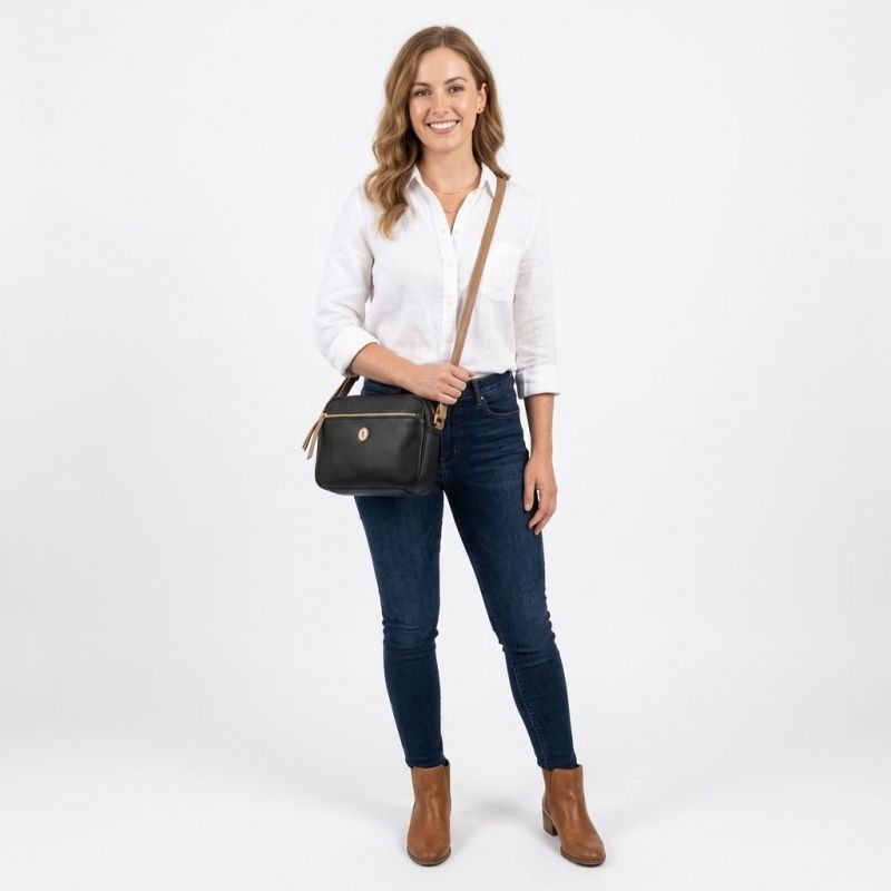 Bolso piel vacuno mujer negro Oasis