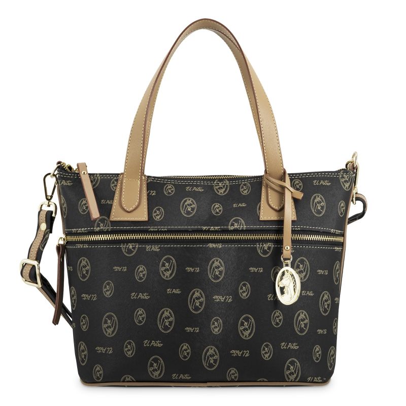 Bolso cesta lona mujer negro Vintage