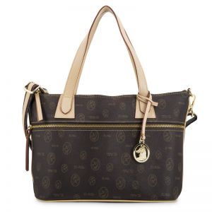 Bolso cesta lona mujer marrón Vintage