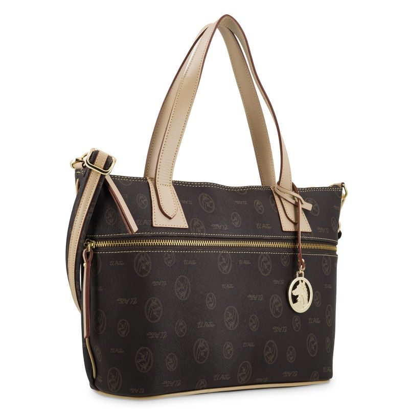 Bolso cesta lona mujer marrón Vintage