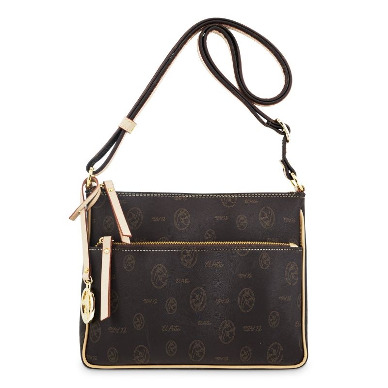 Bolso bandolera lona mujer marrón Vintage