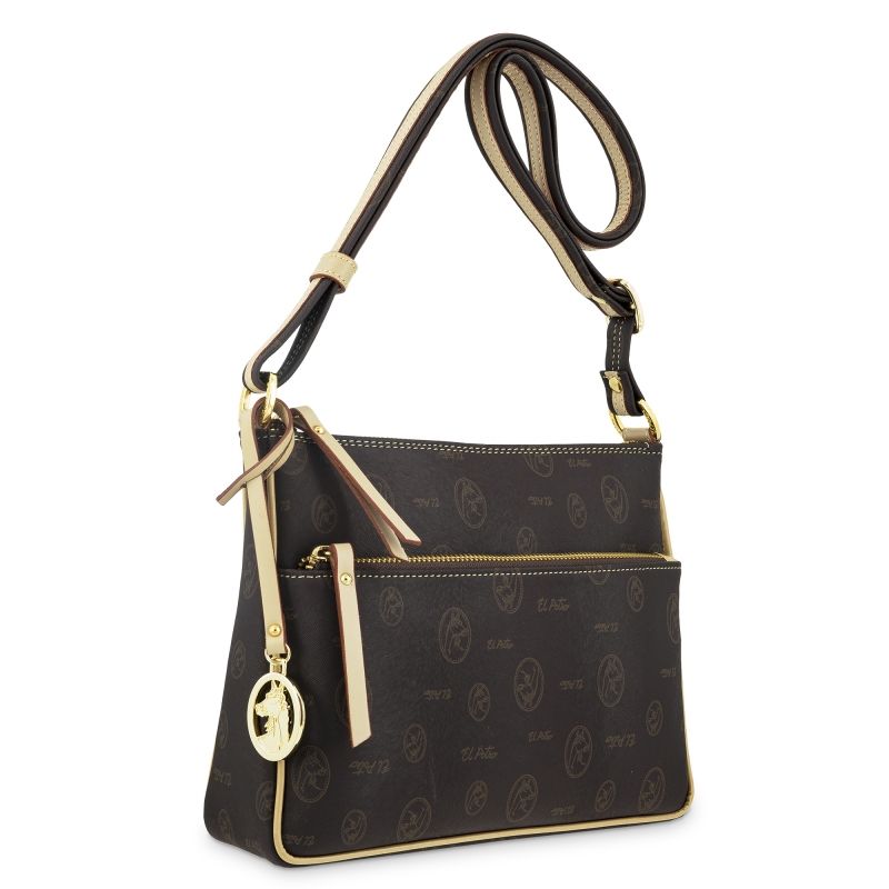 Bolso bandolera lona mujer marrón Vintage