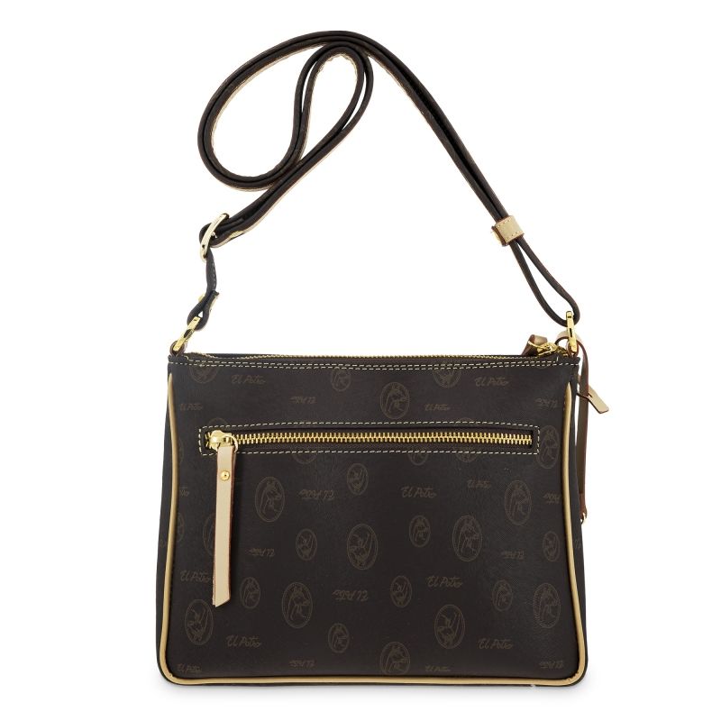 Bolso bandolera lona mujer marrón Vintage