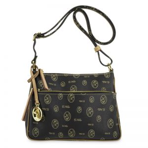 Bolso bandolera lona mujer negro Vintage