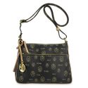 Bolso bandolera lona mujer negro Vintage