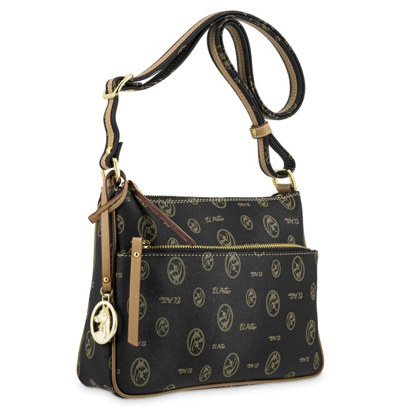 Bolso bandolera lona mujer negro Vintage