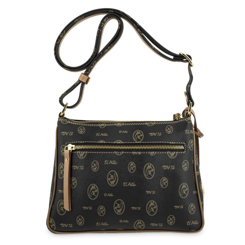 Bolso bandolera lona mujer negro Vintage