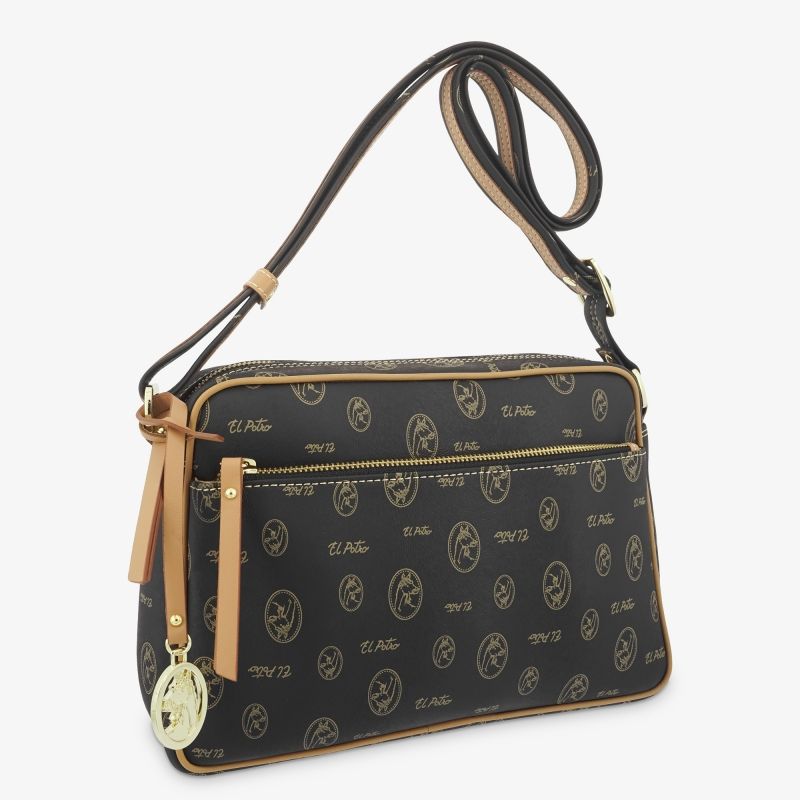 Bolso bandolera piel vacuno mujer negro Vintage