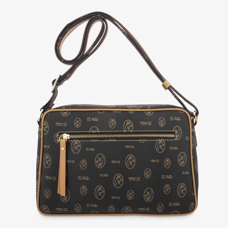 Bolso bandolera piel vacuno mujer negro Vintage