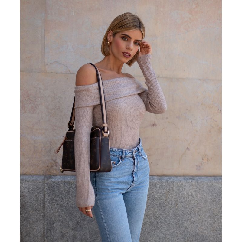 Bolso bandolera piel vacuno mujer marrón Vintage