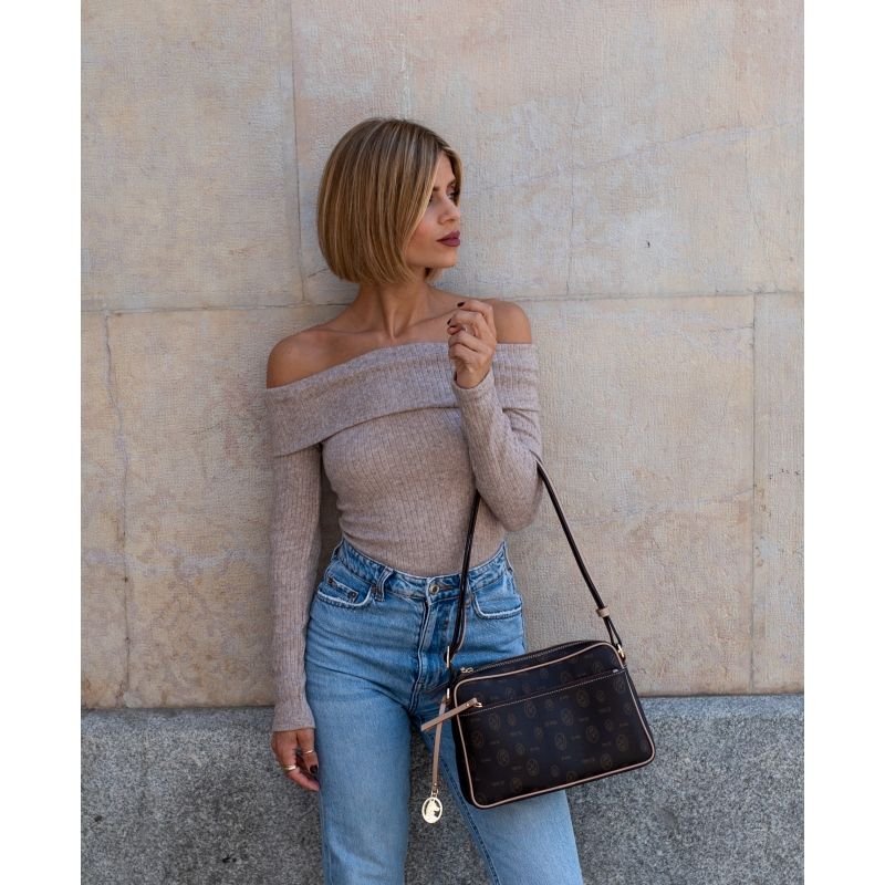 Bolso bandolera piel vacuno mujer marrón Vintage