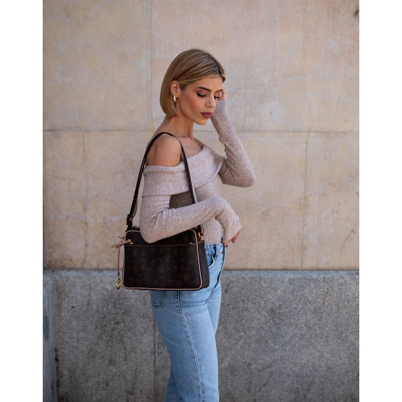 Bolso bandolera piel vacuno mujer marrón Vintage
