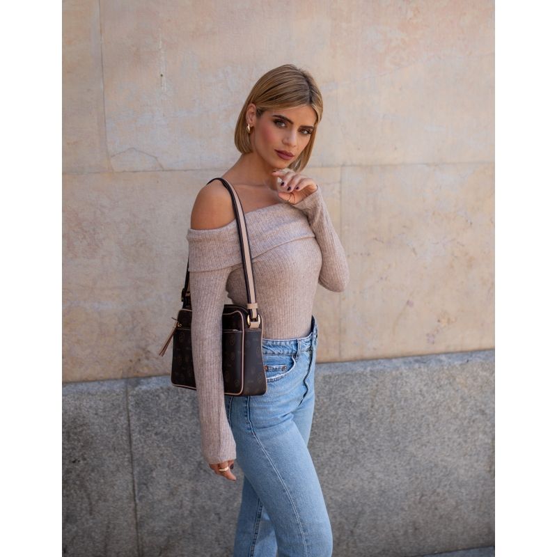 Bolso bandolera piel vacuno mujer marrón Vintage