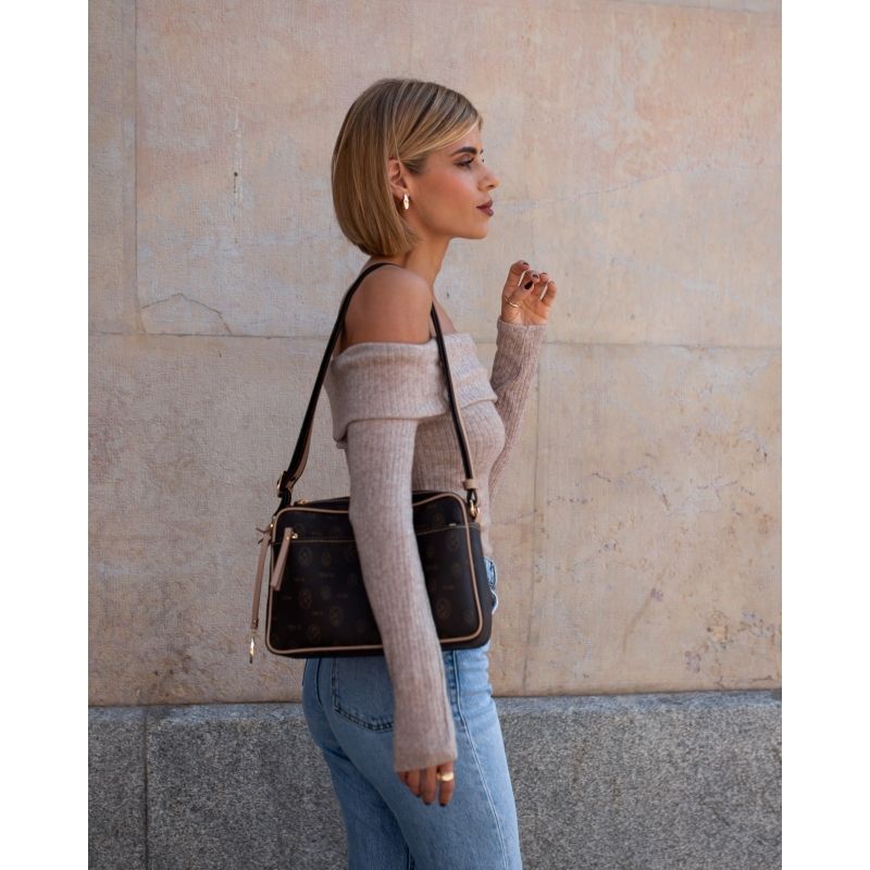 Bolso bandolera piel vacuno mujer marrón Vintage