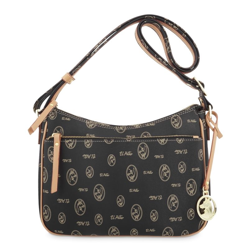 Bolso bandolera piel vacuno mujer negro Vintage