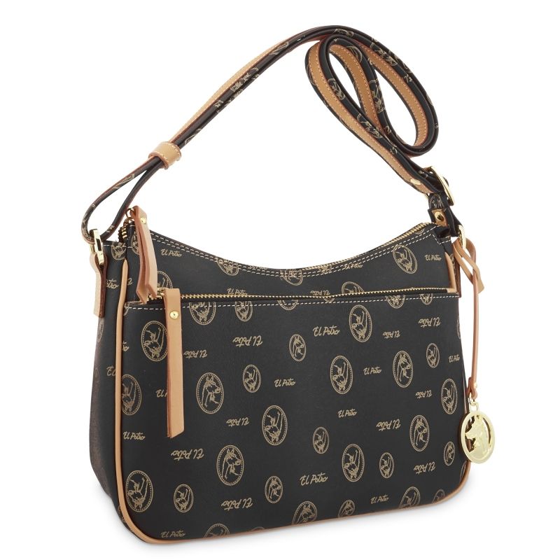 Bolso bandolera piel vacuno mujer negro Vintage