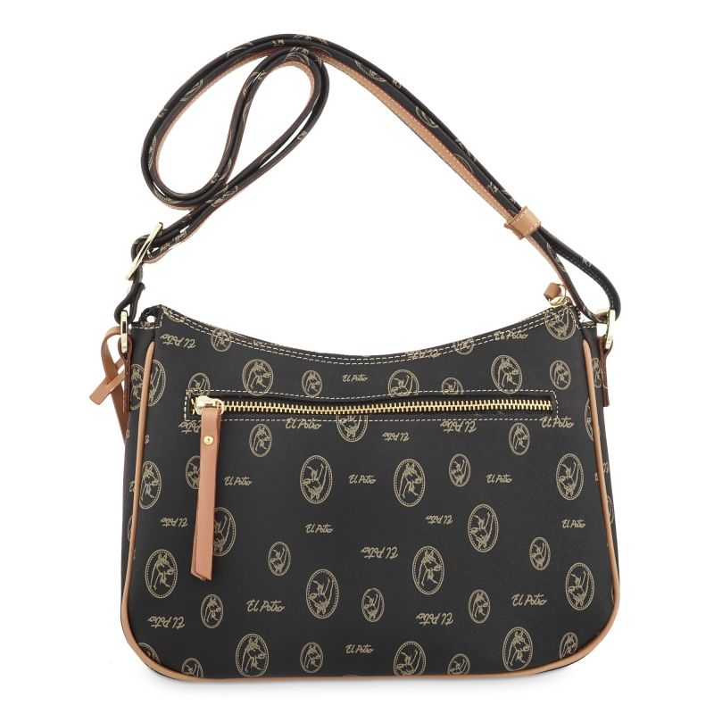 Bolso bandolera piel vacuno mujer negro Vintage