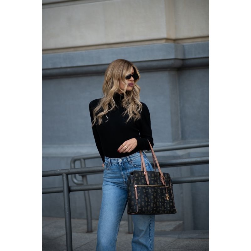 Bolso lona mujer negro Base