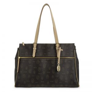 Bolso carpeta lona mujer marrón Base