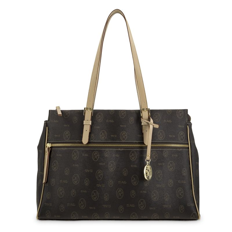 Bolso carpeta lona mujer marrón Base