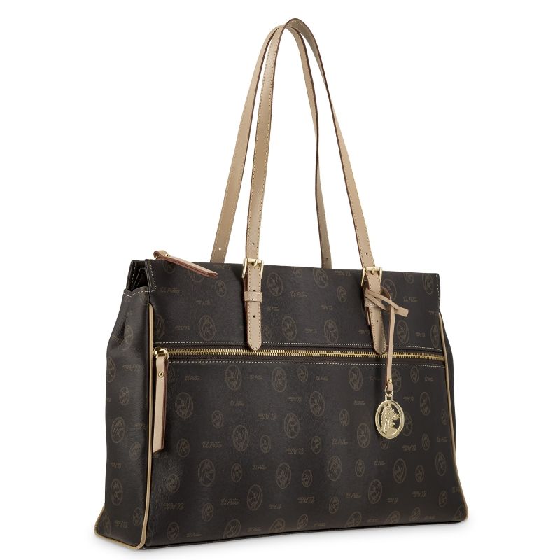 Bolso carpeta lona mujer marrón Base