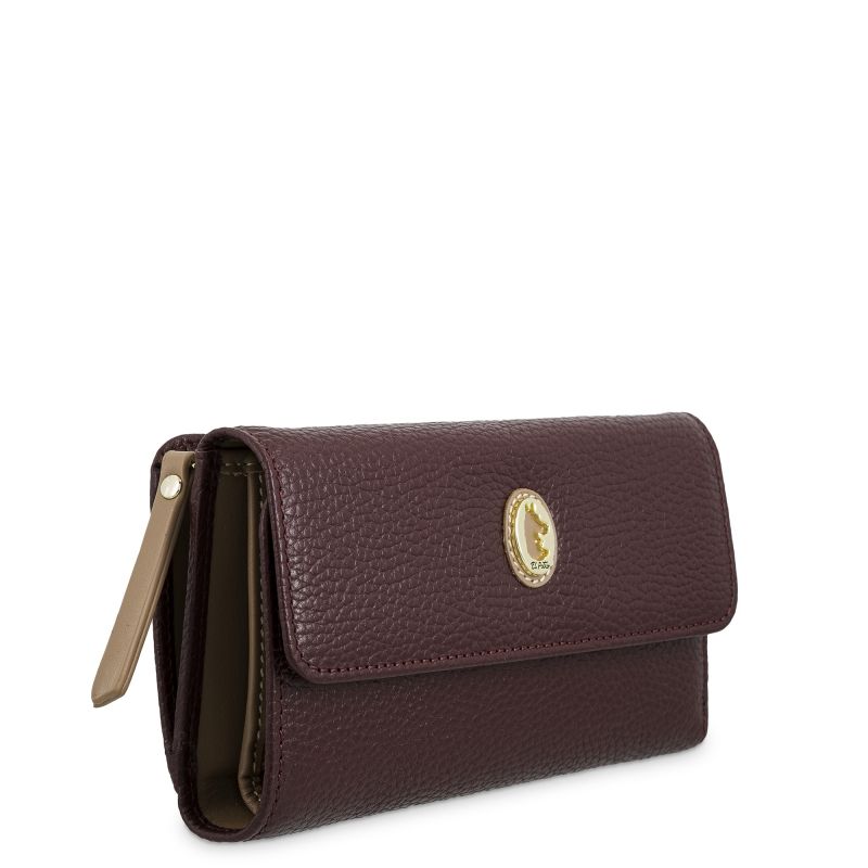 Cartera piel mujer burdeos Oasis