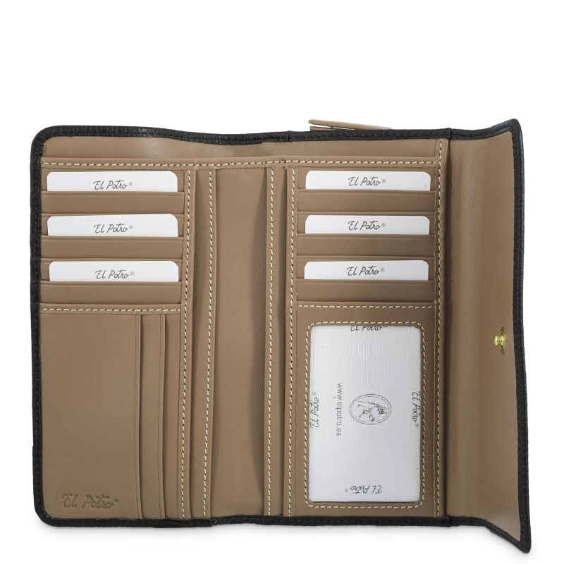 Cartera piel mujer negro Oasis