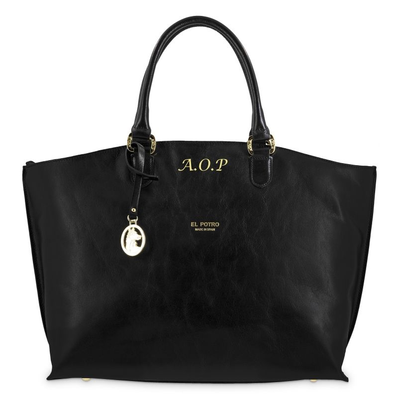 Tote piel mujer negro Ecuestre