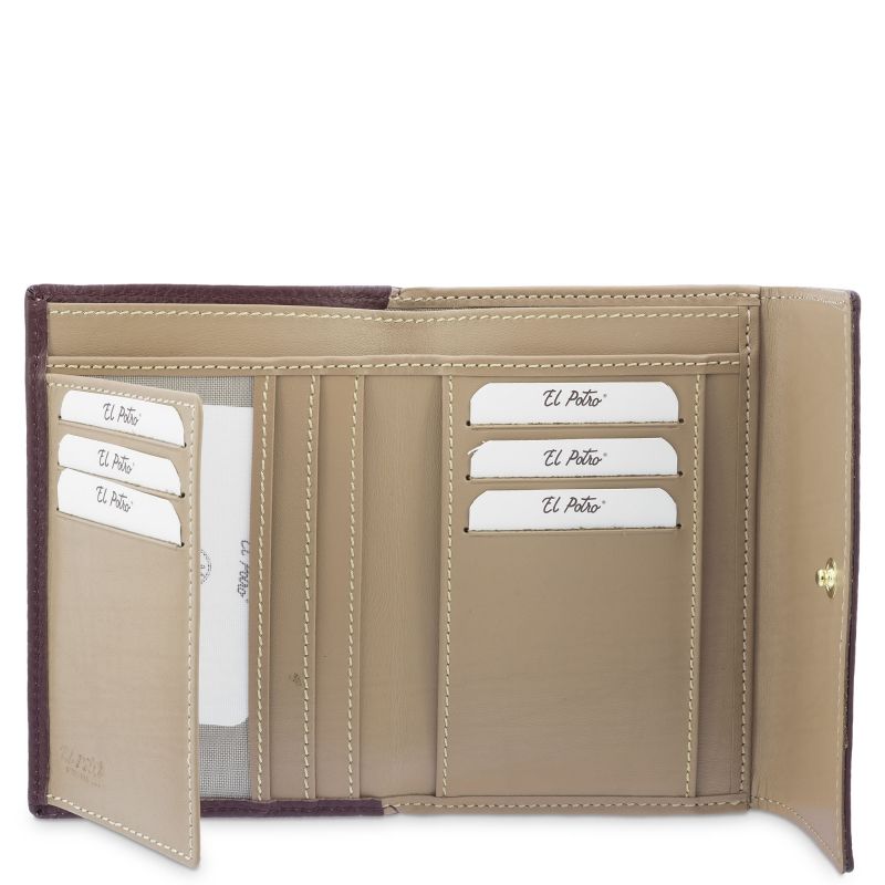 Cartera piel vacuno mujer burdeos Oasis