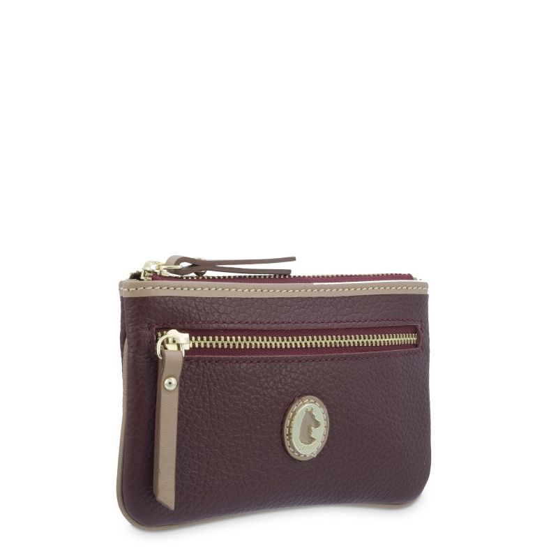 Monedero piel mujer burdeos Oasis