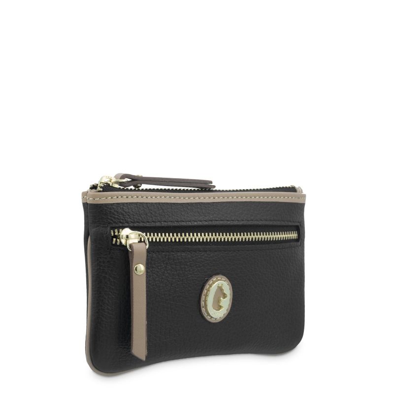 Monedero piel vacuno mujer negro Oasis