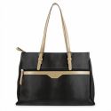 Bolso carpeta lona piel vacuno mujer negro Base