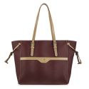 Bolso shopping lona piel vacuno mujer burdeos Base