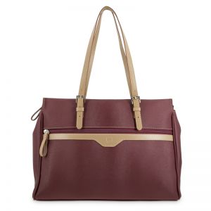 Bolso carpeta lona mujer burdeos Base